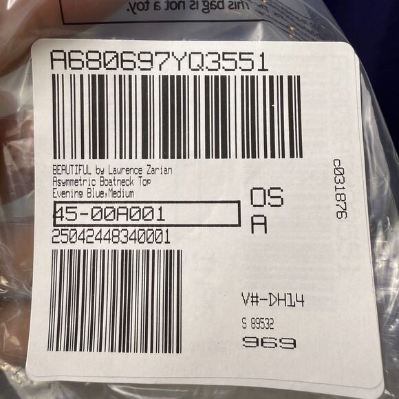 QVC BEAUTIFUL Lawrence Zarian Asymmetric Boatneck Top Womens Medium Blue NWOT - Picture 8 of 9